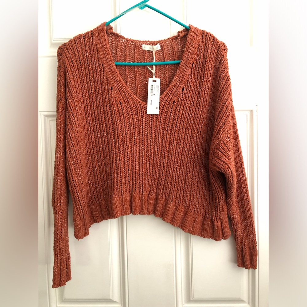COTTON ON brown knitted cropped sweater NWT Small